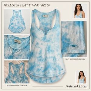 Hollister Blue Tie-Dye Racerback Tank Top | Size Small | Lightweight Summer Top